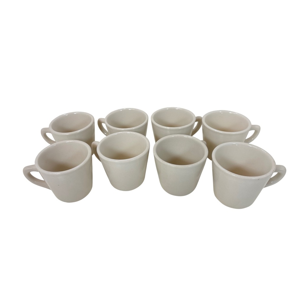 Set of 8 Vintage Ultima China Commercial Diner Coffee Mugs Off White Porcelain